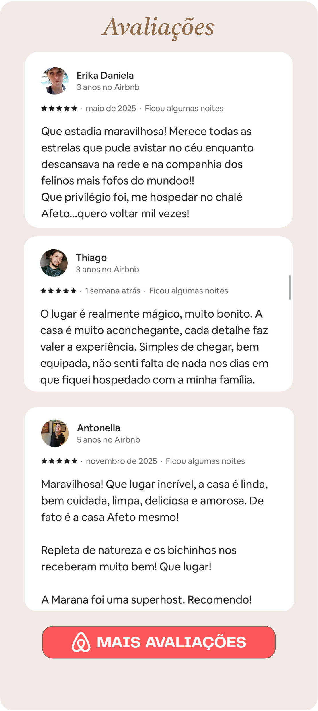 Avaliações da Casa Afeto